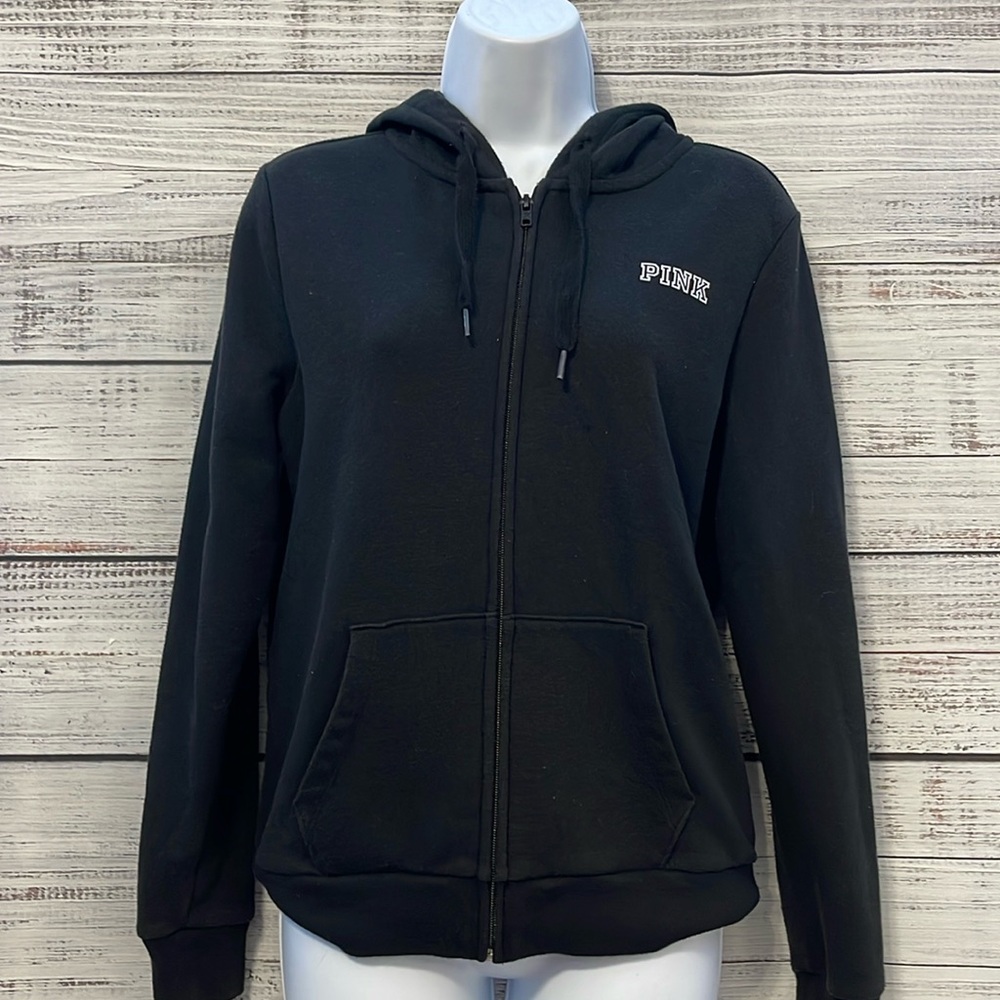 🔥 SALE PINK Hoodie Black Hoodie Victoria’s Secret Pink Size Small